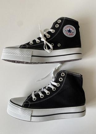 Converse chuck taylor high sole black трендові класичні кеді конверс на високій підошві чорні весна літо жіночі класичні кеди на високій підошві