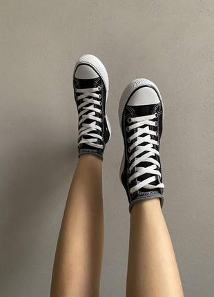 Converse chuck taylor high sole black трендові класичні кеди конверс на високій підошві чорні весна літо женские кеды на высокой платформе6 фото