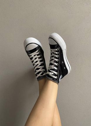 Converse chuck taylor high sole black трендові класичні кеди конверс на високій підошві чорні весна літо женские кеды на высокой платформе5 фото