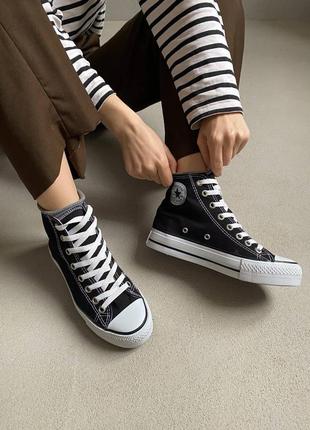 Converse chuck taylor high sole black трендові класичні кеди конверс на високій підошві чорні весна літо женские кеды на высокой платформе