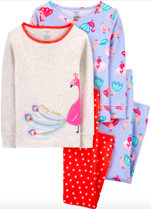 Трикотажная пижама с павлинами для девочки carters оригинал1 фото