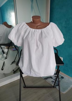 Блуза котоновая с пышными рукавами1 фото