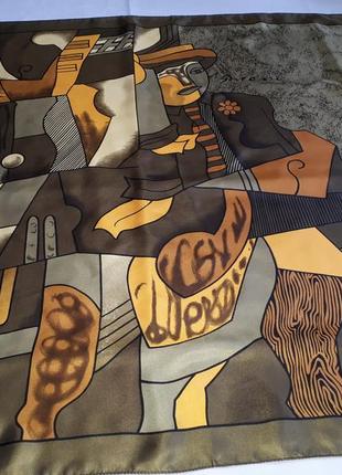 Шикарный атласный платок 📌 картина абстракция picasso пабло пикассо(87см на 88 см)7 фото
