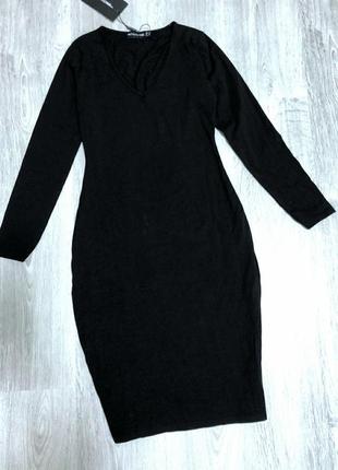 Черное платье миди английского бренда prettylittlething6 фото