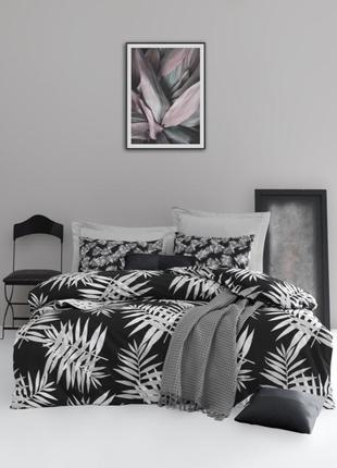 Постельное белье lotus home perfect ranforce - palm черный семейный