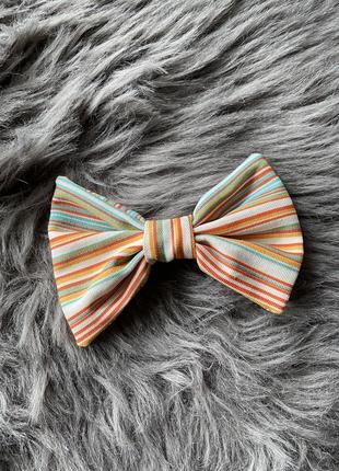 Полосатий бант для волосся на заколці автомат