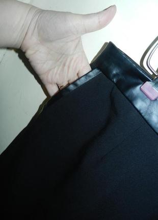 Стрейч,юбка-карандаш с кожаной отделкой и карманами,большого размера5 фото