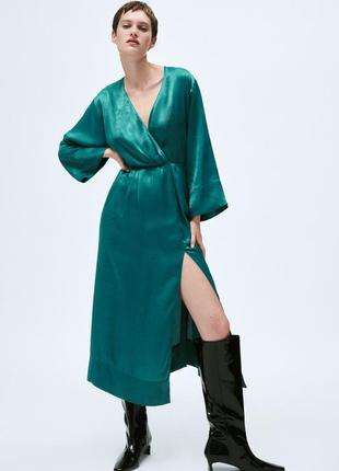 Zara сатиновое платье размер хс