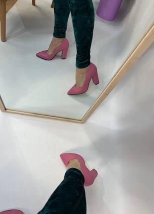 Эксклюзивные туфли лодочки итальянская кожа розовые3 фото