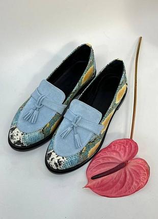 Ексклюзивні лофери туфлі натуральна італійська шкіра і замша люкс