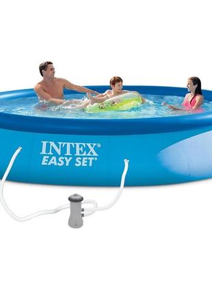 Семейный надувной бассейн с фильтр насосом intex