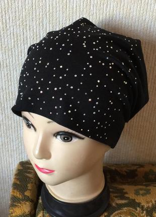 Шапка демисезонная на прохладную весну, осень. хлопковый трикотаж.