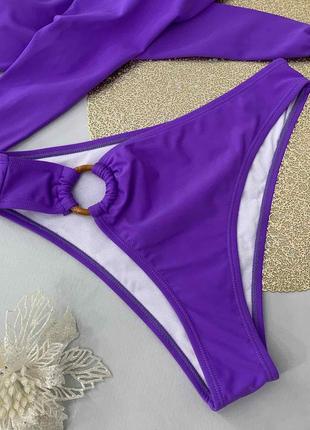 Раздельный купальник с кольцом на плавках фиолетовый8 фото