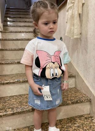 Джинсова спідниця з міккі на резинці