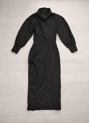 Чорна сукня сорочка міді на запах2 фото