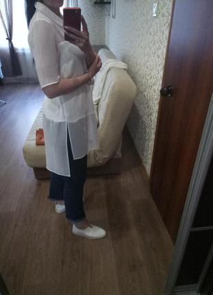 Стильная белая блуза туника размер с-м5 фото