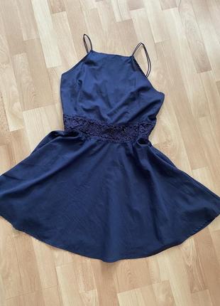 Темно сині сукня бавовняне