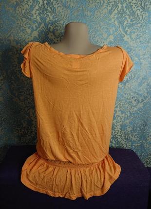 Красивая удлиненная блуза блузка блузочка туника цвет тыквы размер 46/48 футболка4 фото