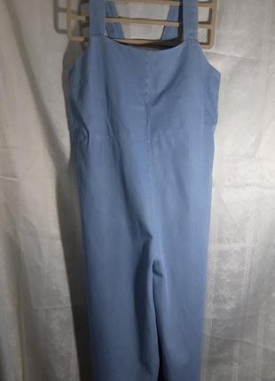 Легенький комбінезон, брендові  штани-кюлоти, жіночий джинсовий комбінезон з кюлотами з ліоцела.1 фото