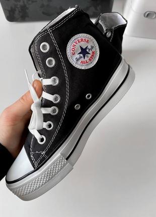 Converse chuck taylor high sole black трендові класичні кеди конверс на високій підошві чорні весна літо женские классические кеды на высокой подошве