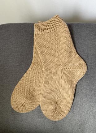Шкарпетки ручної роботи в'язані кремові бежеві4 фото