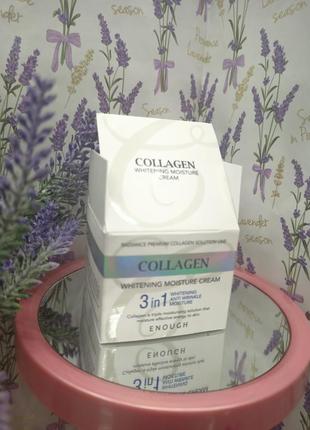 Крем для обличчя зволожувальний 3 в 1 enough collagen whitening moisture cream з колагеном 50 г.1 фото