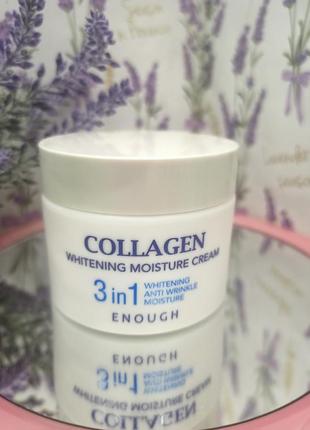 Крем для обличчя зволожувальний 3 в 1 enough collagen whitening moisture cream з...