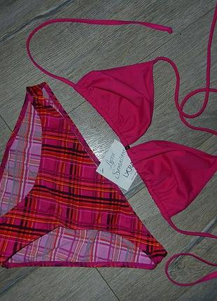48/l чашка е*f&f*раздельный купальник цвета фуксии,бюстик шторки,новый