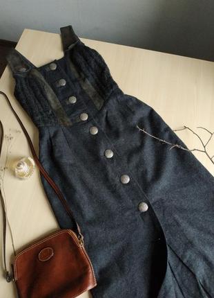 Сарафан винтажный австрия шерсть на пуговицах s длинный в пол макси старинный