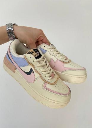 Nike air force shadow pink glaze новинка жіночі трендові кросівки найк форс молочні кремові кольорові весна літо осінь молочные цветные кроссовки6 фото