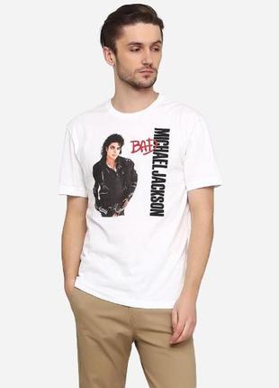 Футболка, мужская, хлопок, летняя, белая, michael jackson, h&m, s, 21214