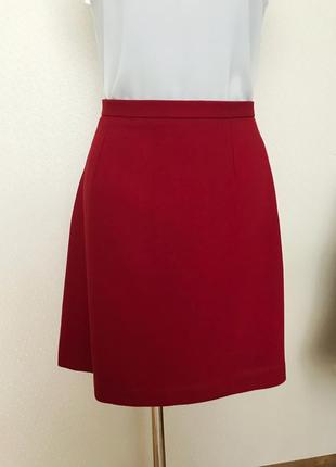 Красная юбка до колена мини юбка червона спідниця s 362 фото