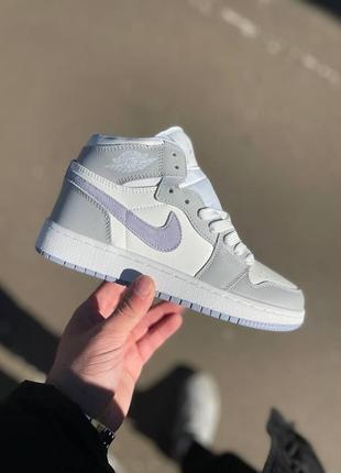 💜nike air jordan 1 retro high grey lilac💜кросівки жіночі найк джордан, жіночі кросівки джордан, жіночі кросівки найк хайтопы