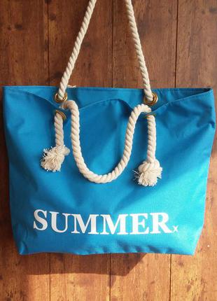 Пляжная сумка summer с канатными ручками. 9 цветов в наличии.