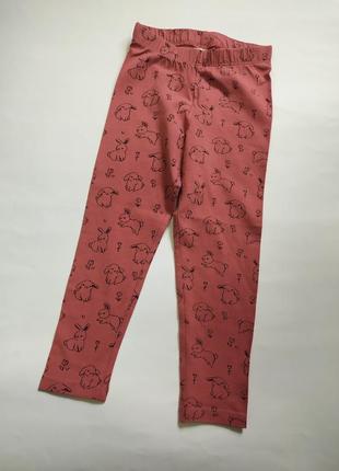 Лосини для дівчинки теракотові в принт зайчиків h&m р.68, 74, 80, 86, 92, 98см