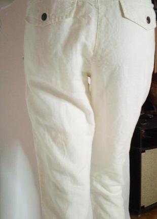 Льняные белые узкие брюки4 фото