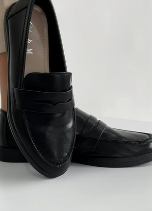 Туфли лоферы женские черные т14633 фото