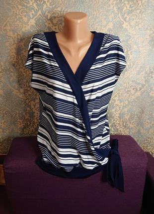 Красивая женская блуза в полоску блузка блузочка большой размер батал 50 /52 футболка2 фото