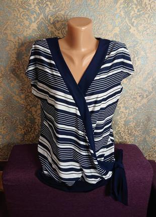 Красивая женская блуза в полоску блузка блузочка большой размер батал 50 /52 футболка5 фото