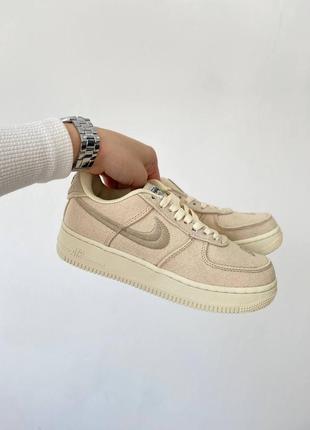 Nike air force stussy жіночі стильні кремові бежеві кросівки найк форс весна літо осінь демісезонні женские кремовые бежевые кроссовки