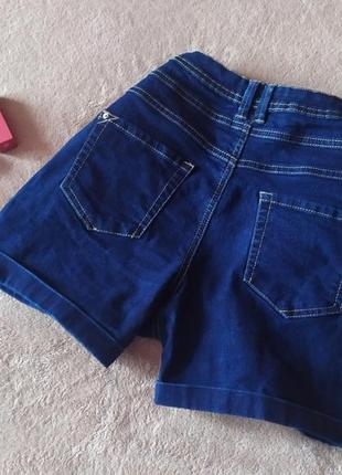 Шикарные качественные джинсовые шорты с подворотом на пуговицах высокая талия4 фото