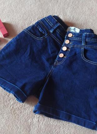 Шикарные качественные джинсовые шорты с подворотом на пуговицах высокая талия3 фото
