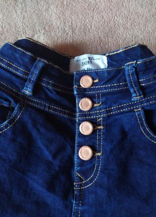 Шикарные качественные джинсовые шорты с подворотом на пуговицах высокая талия5 фото