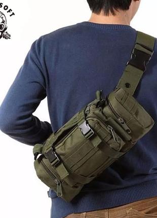 Тактическая поясная военная сумка сумка-рюкзак черний