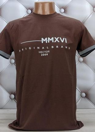 Мужская футболка светло-коричневая с надписью от бренда hector