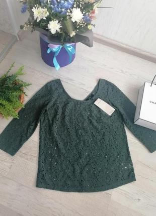 🇺🇦 блузка ізумрудного кольору гіпюр нова сток