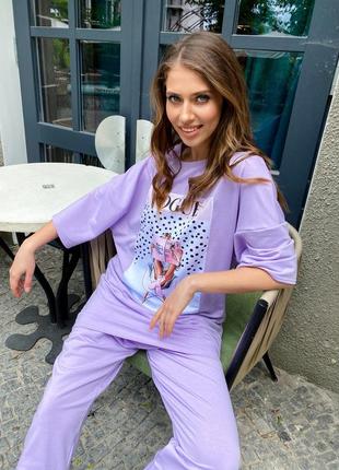 Р. 42-46 костюм женский фиолетовый оверсайз распродажа!7 фото