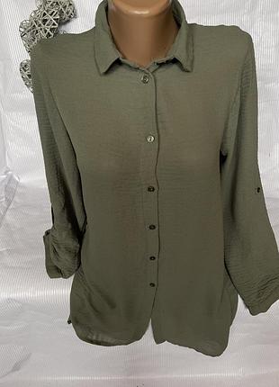 Стильна подовжена сорочка хакі
