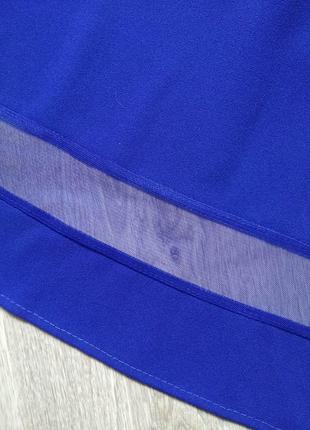 Синее летнее платье сарафан с прозрачными вставками/ приталенное короткое платье с расклешенной юбкой солнце8 фото