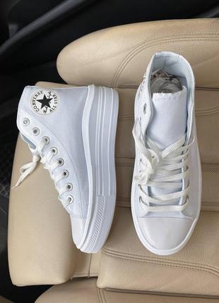 Converse chuk taylor all star move high top white жіночі білі кеди конверс з високою підошвою весна літо тренд женские белые кеды с высокой платформой